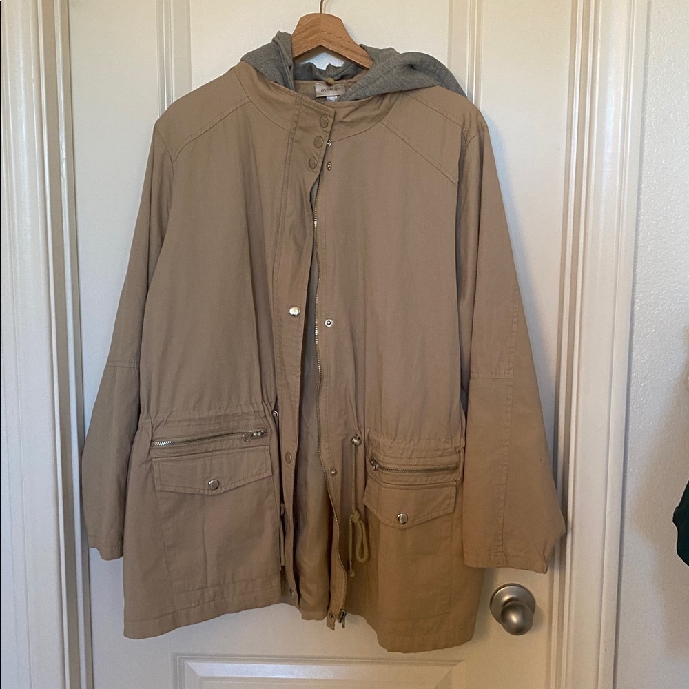 Avenue Tan Hooded Military Jacket